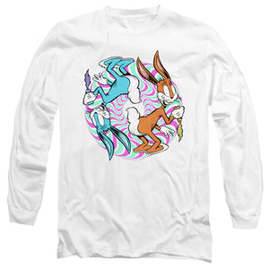 AN OFFCIALLY LICENSED LOONEY TUNES WACKY WABBIT MEN'S LONG SLEEVE T-SHIRT WHITE