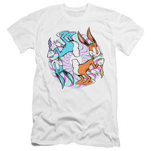 AN OFFCIALLY LICENSED LOONEY TUNES WACKY WABBIT MEN'S PREMIUM SLIM FIT T-SHIRT WHITE