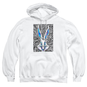 AN OFFCIALLY LICENSED LOONEY TUNES WILD BUGS ADULT UNISEX PULLOVER HOODIE WHITE