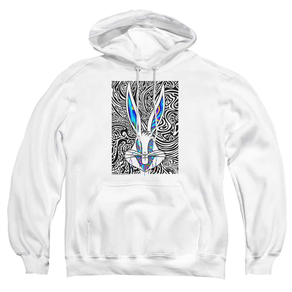 AN OFFCIALLY LICENSED LOONEY TUNES WILD BUGS ADULT UNISEX PULLOVER HOODIE WHITE