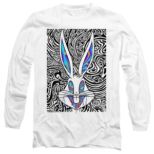 AN OFFCIALLY LICENSED LOONEY TUNES WILD BUGS MEN'S LONG SLEEVE T-SHIRT WHITE