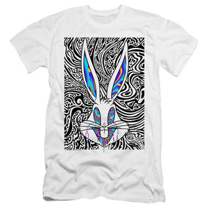 AN OFFCIALLY LICENSED LOONEY TUNES WILD BUGS MEN'S PREMIUM SLIM FIT T-SHIRT WHITE