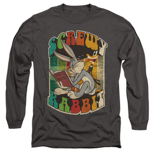 AN OFFCIALLY LICENSED LOONEY TUNES SCREWY RABBIT MEN'S LONG SLEEVE T-SHIRT CHARCOAL