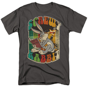 AN OFFCIALLY LICENSED LOONEY TUNES SCREWY RABBIT MEN'S REGULAR FIT T-SHIRT CHARCOAL
