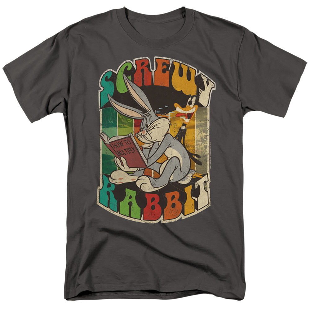 AN OFFCIALLY LICENSED LOONEY TUNES SCREWY RABBIT MEN'S REGULAR FIT T-SHIRT CHARCOAL