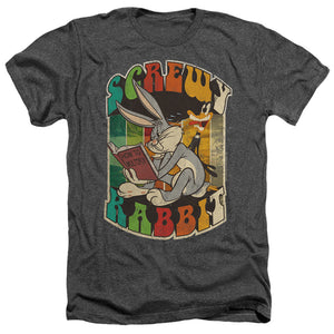 AN OFFCIALLY LICENSED LOONEY TUNES SCREWY RABBIT MEN'S HEATHER T-SHIRT CHARCOAL