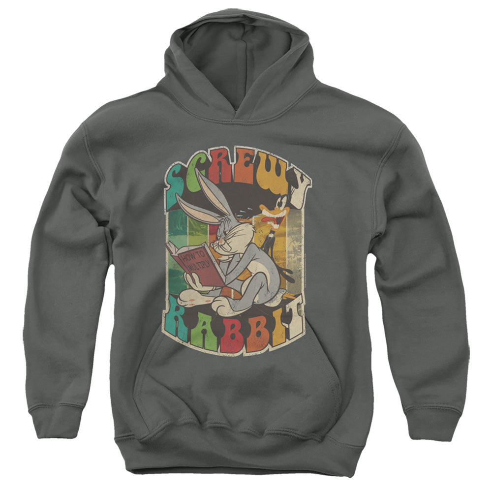 AN OFFCIALLY LICENSED LOONEY TUNES SCREWY RABBIT YOUTH HOODIE CHARCOAL