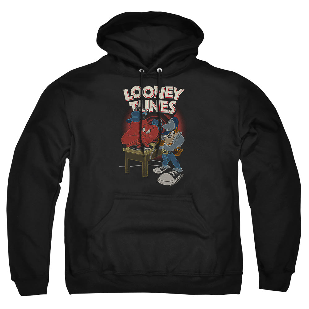 AN OFFCIALLY LICENSED LOONEY TUNES DJ LOONEY TUNES ADULT UNISEX PULLOVER HOODIE BLACK