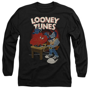 AN OFFCIALLY LICENSED LOONEY TUNES DJ LOONEY TUNES MEN'S LONG SLEEVE T-SHIRT BLACK