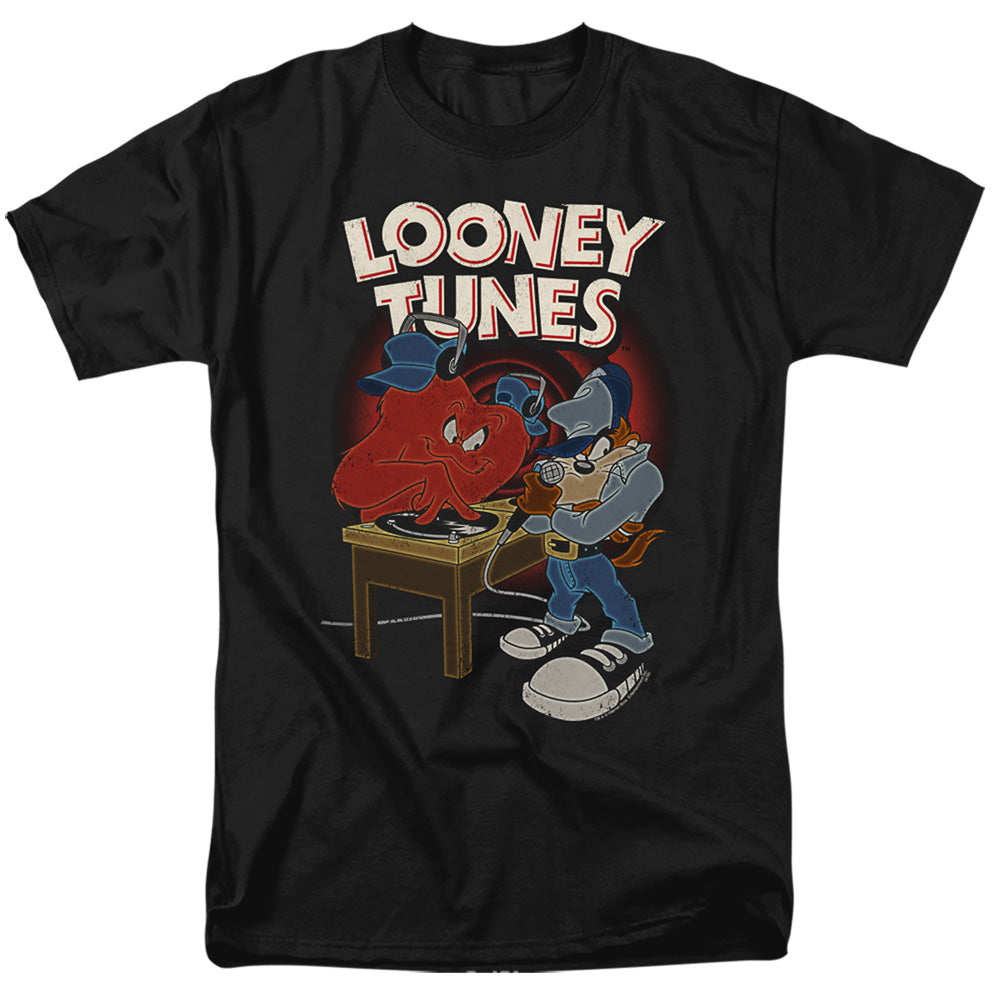 AN OFFCIALLY LICENSED LOONEY TUNES DJ LOONEY TUNES MEN'S REGULAR FIT T-SHIRT BLACK