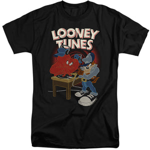 AN OFFCIALLY LICENSED LOONEY TUNES DJ LOONEY TUNES MEN'S TALL FIT T-SHIRT BLACK