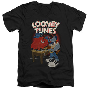 AN OFFCIALLY LICENSED LOONEY TUNES DJ LOONEY TUNES MEN'S V-NECK T-SHIRT BLACK