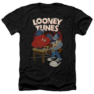 AN OFFCIALLY LICENSED LOONEY TUNES DJ LOONEY TUNES MEN'S HEATHER T-SHIRT CHARCOAL