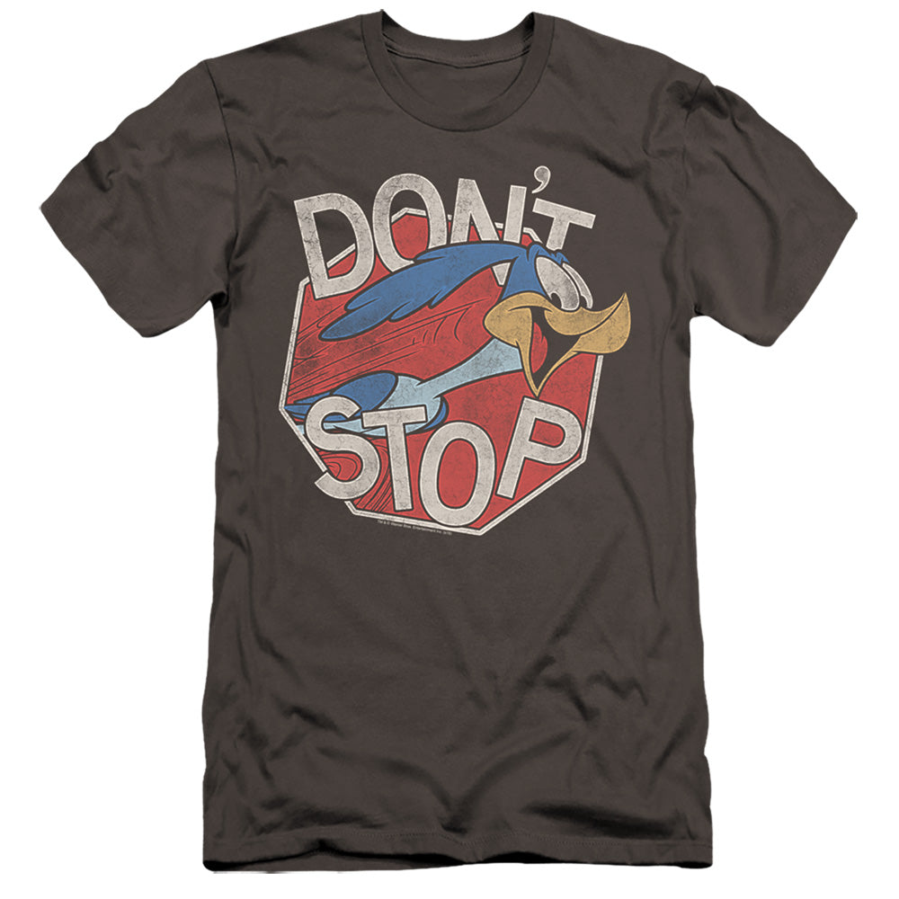 AN OFFCIALLY LICENSED LOONEY TUNES DONT STOP MEN'S PREMIUM SLIM FIT T-SHIRT CHARCOAL
