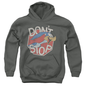 AN OFFCIALLY LICENSED LOONEY TUNES DONT STOP YOUTH HOODIE CHARCOAL