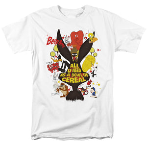 AN OFFCIALLY LICENSED LOONEY TUNES CEREAL MEN'S REGULAR FIT T-SHIRT WHITE