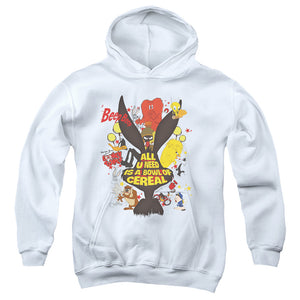 AN OFFCIALLY LICENSED LOONEY TUNES CEREAL YOUTH HOODIE WHITE