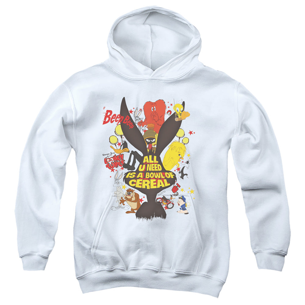 AN OFFCIALLY LICENSED LOONEY TUNES CEREAL YOUTH HOODIE WHITE