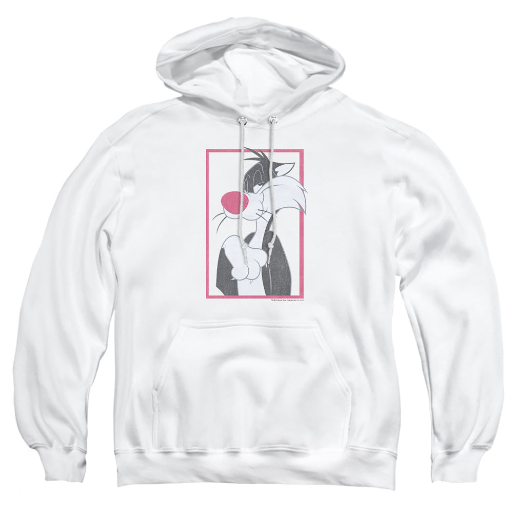 AN OFFCIALLY LICENSED LOONEY TUNES SYLVESTER ADULT UNISEX PULLOVER HOODIE WHITE