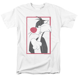 AN OFFCIALLY LICENSED LOONEY TUNES SYLVESTER MEN'S REGULAR FIT T-SHIRT WHITE