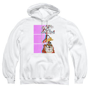 AN OFFCIALLY LICENSED LOONEY TUNES TILES ADULT UNISEX PULLOVER HOODIE WHITE