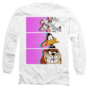 AN OFFCIALLY LICENSED LOONEY TUNES TILES MEN'S LONG SLEEVE T-SHIRT WHITE