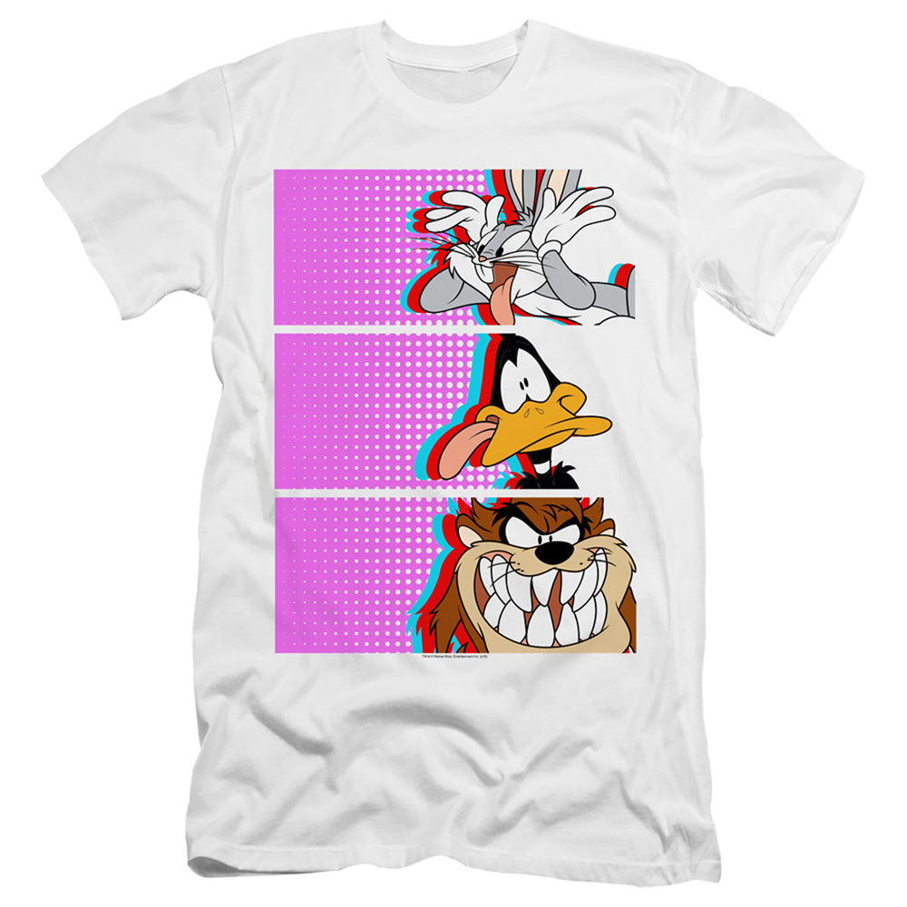 AN OFFCIALLY LICENSED LOONEY TUNES TILES MEN'S PREMIUM SLIM FIT T-SHIRT WHITE