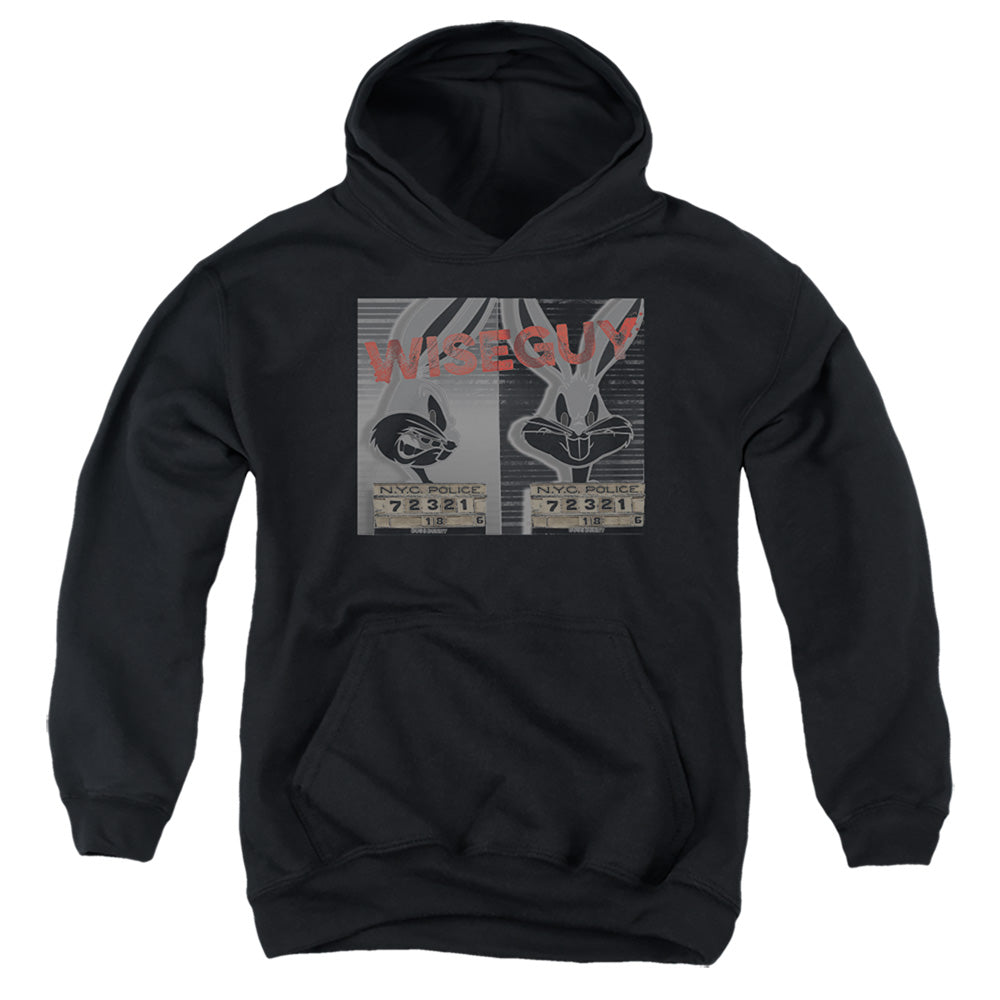 AN OFFCIALLY LICENSED LOONEY TUNES BUGS BUNNY WISEGUY YOUTH HOODIE BLACK