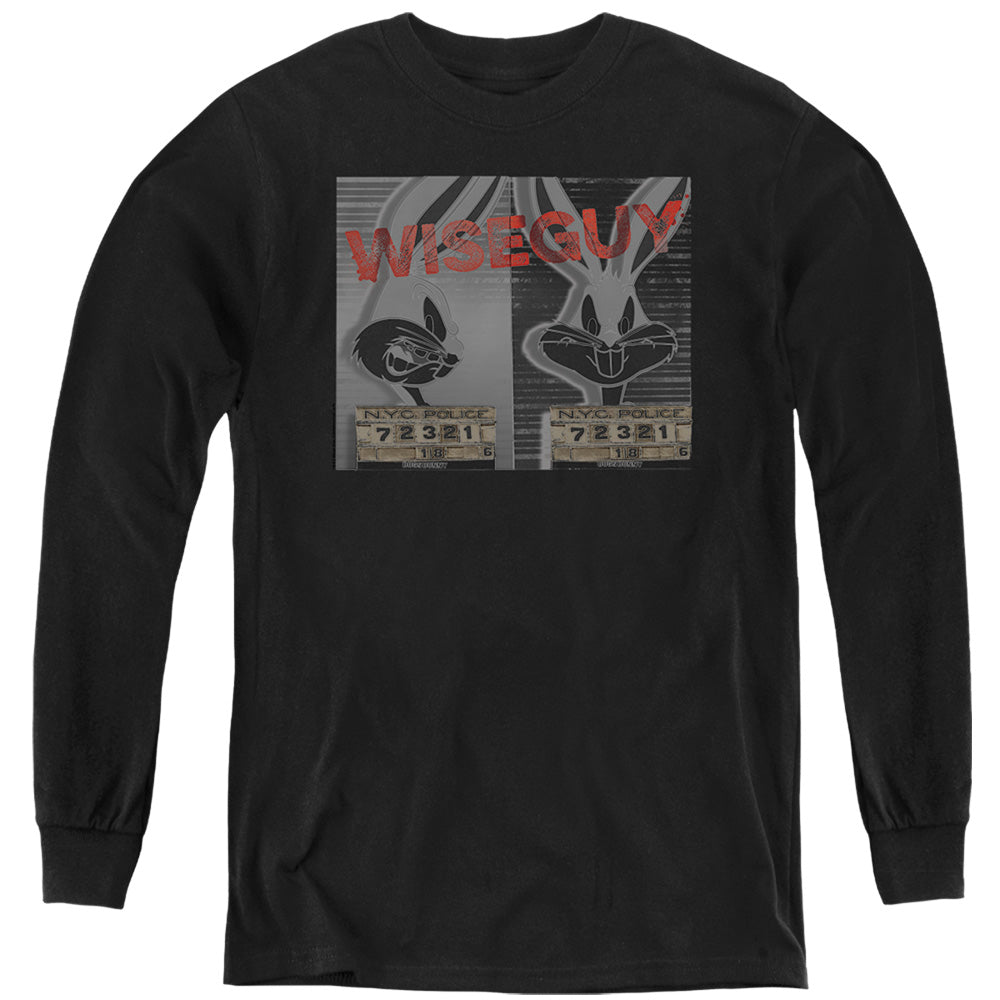 AN OFFCIALLY LICENSED LOONEY TUNES BUGS BUNNY WISEGUY YOUTH LONG SLEEVE T-SHIRT BLACK