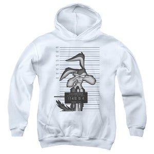 AN OFFCIALLY LICENSED LOONEY TUNES WILE E. COYOTE BUSTED YOUTH HOODIE WHITE