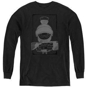 AN OFFCIALLY LICENSED LOONEY TUNES MARVIN THE MARTIN BUSTED YOUTH LONG SLEEVE T-SHIRT BLACK