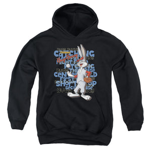 AN OFFCIALLY LICENSED LOONEY TUNES BUGS BUNNY BASEBALL YOUTH HOODIE BLACK