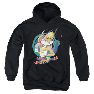 AN OFFCIALLY LICENSED LOONEY TUNES LOLA BUNNY UNSTOPPABLE YOUTH HOODIE BLACK