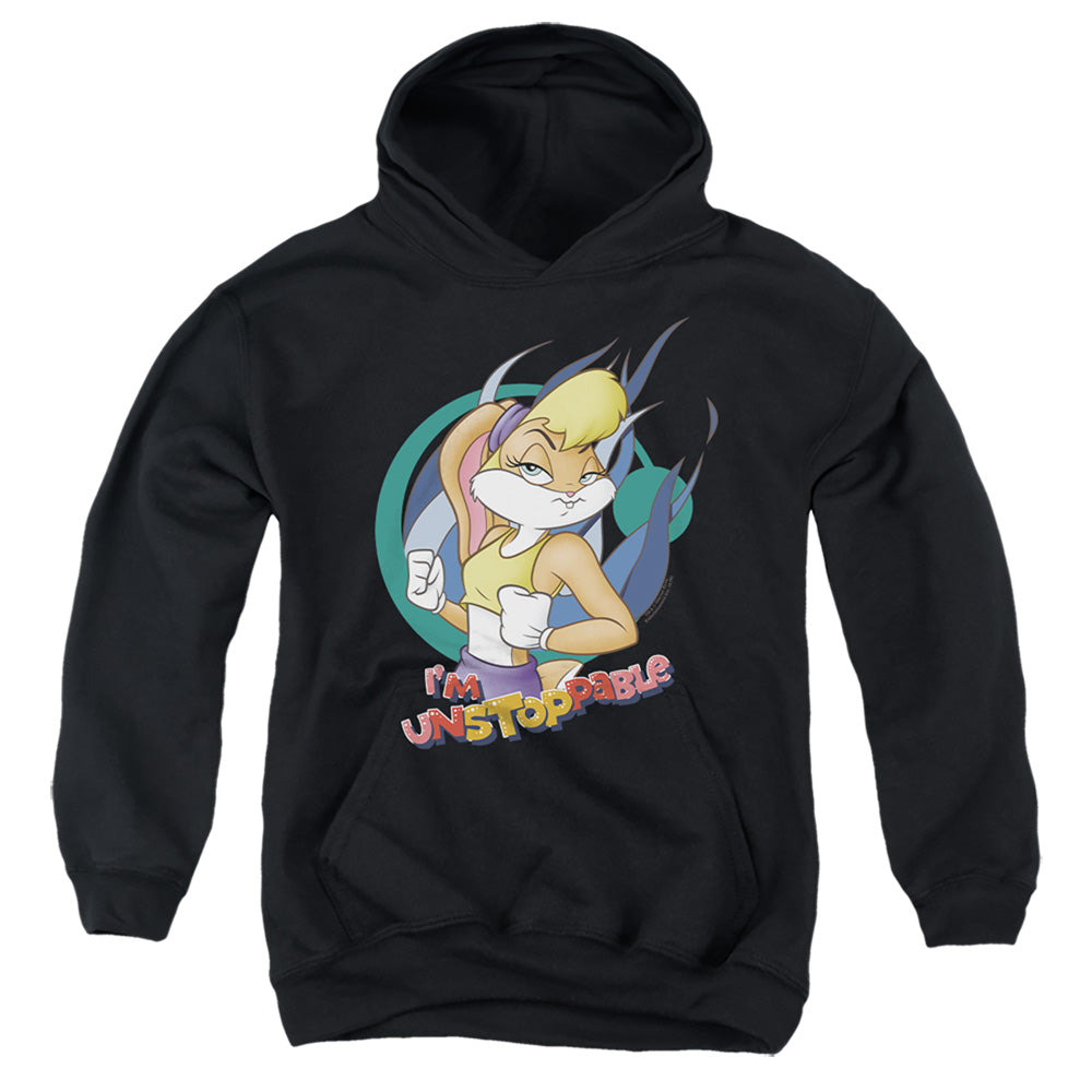 AN OFFCIALLY LICENSED LOONEY TUNES LOLA BUNNY UNSTOPPABLE YOUTH HOODIE BLACK