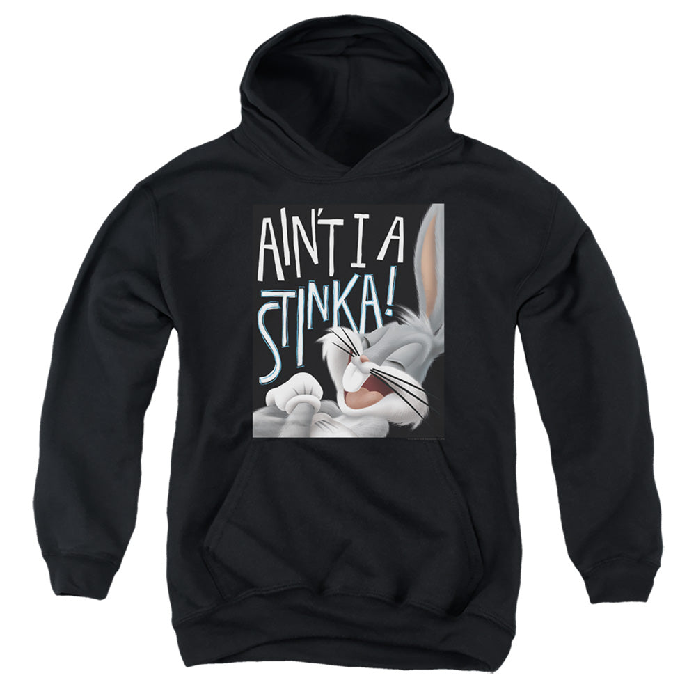AN OFFCIALLY LICENSED LOONEY TUNES BUGS BUNNY AIN'T I A STINKA! YOUTH HOODIE BLACK