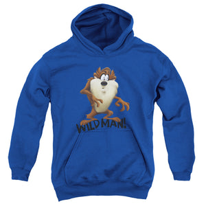 AN OFFCIALLY LICENSED LOONEY TUNES TAZ WILD MAN YOUTH HOODIE ROYAL