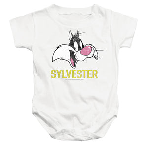 AN OFFCIALLY LICENSED LOONEY TUNES SYLVESTER BABY BODYSUIT WHITE