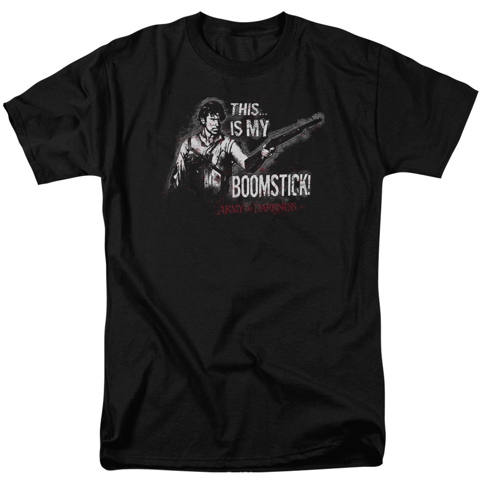 AN OFFCIALLY LICENSED ARMY OF DARKNESS BOOMSTICK MEN'S REGULAR FIT T-SHIRT BLACK