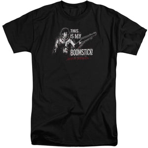 AN OFFCIALLY LICENSED ARMY OF DARKNESS BOOMSTICK MEN'S TALL FIT T-SHIRT BLACK