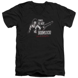 AN OFFCIALLY LICENSED ARMY OF DARKNESS BOOMSTICK MEN'S V-NECK T-SHIRT BLACK