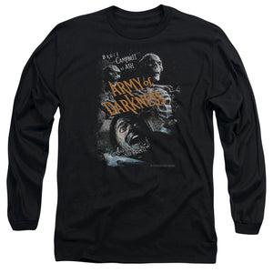 AN OFFCIALLY LICENSED ARMY OF DARKNESS COVERED MEN'S LONG SLEEVE T-SHIRT BLACK