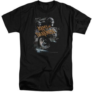 AN OFFCIALLY LICENSED ARMY OF DARKNESS COVERED MEN'S TALL FIT T-SHIRT BLACK