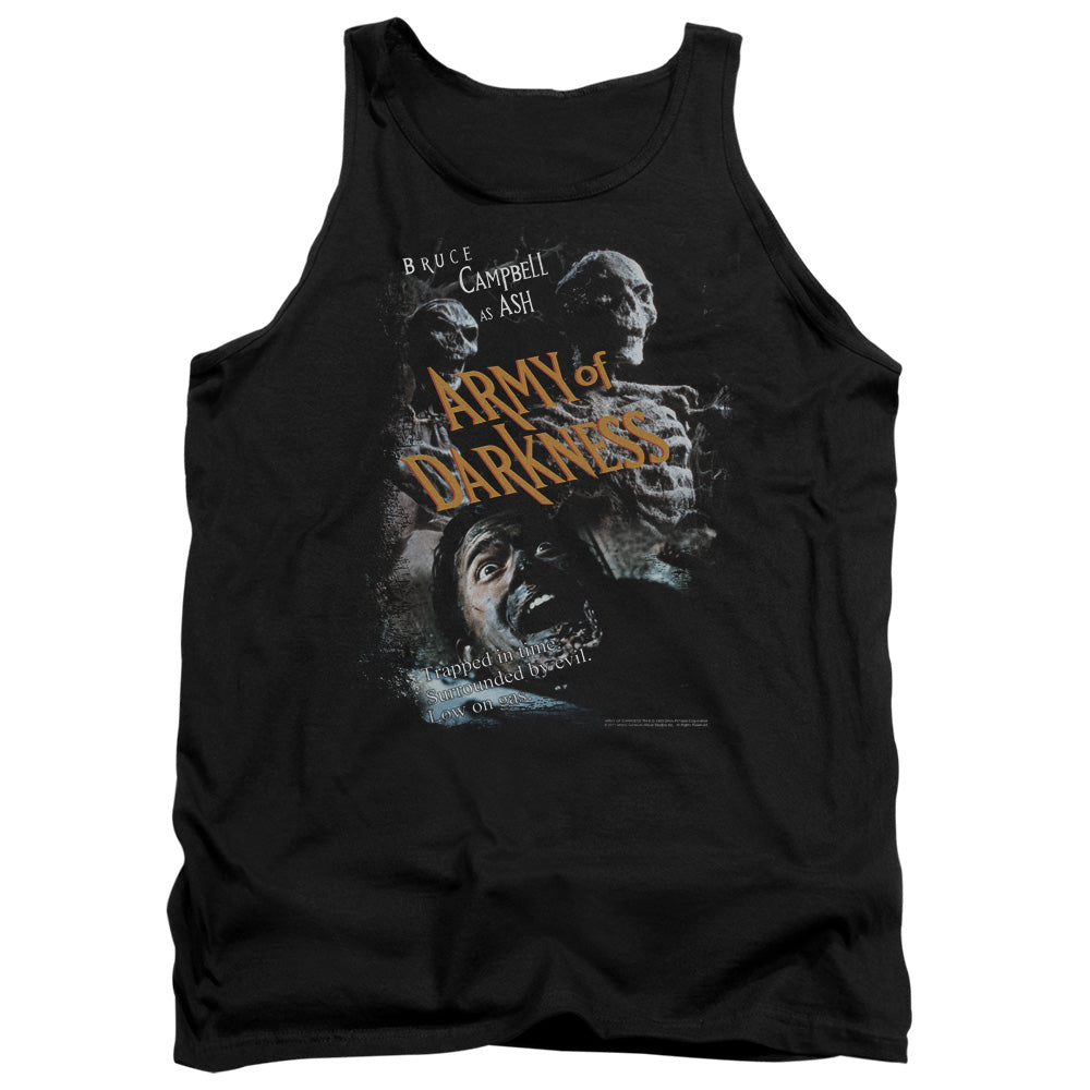 AN OFFCIALLY LICENSED ARMY OF DARKNESS COVERED ADULT UNISEX TANK TOP BLACK