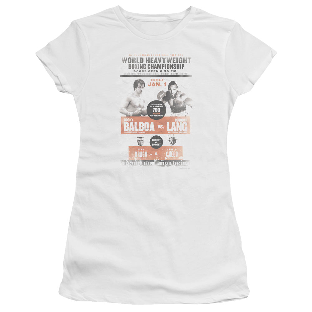 Rocky Iii Vs Clubber Poster Licensed Women's T-Shirt Juniors LG