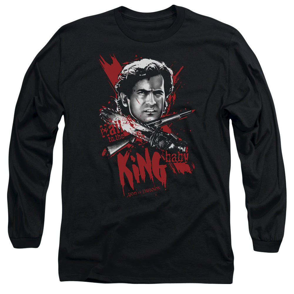 AN OFFCIALLY LICENSED ARMY OF DARKNESS HAIL TO THE KING MEN'S LONG SLEEVE T-SHIRT BLACK