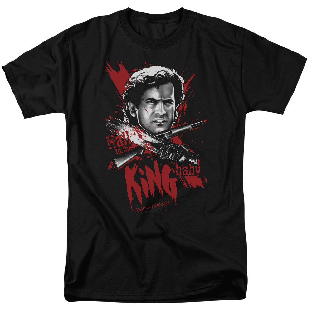 AN OFFCIALLY LICENSED ARMY OF DARKNESS HAIL TO THE KING MEN'S REGULAR FIT T-SHIRT BLACK