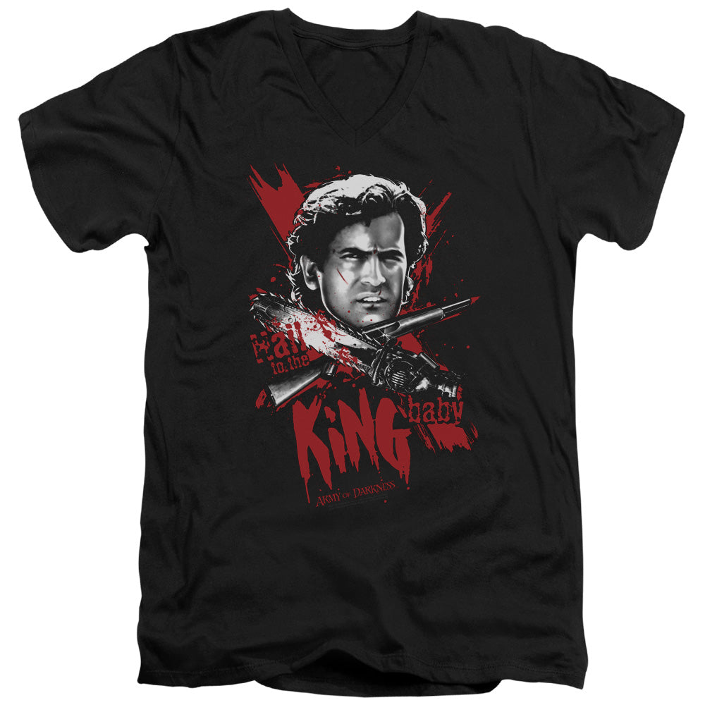 AN OFFCIALLY LICENSED ARMY OF DARKNESS HAIL TO THE KING MEN'S V-NECK T-SHIRT BLACK
