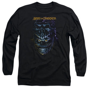 AN OFFCIALLY LICENSED ARMY OF DARKNESS EVIL ASH MEN'S LONG SLEEVE T-SHIRT BLACK