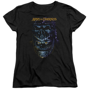 AN OFFCIALLY LICENSED ARMY OF DARKNESS EVIL ASH WOMEN'S REGULAR FIT T-SHIRT BLACK