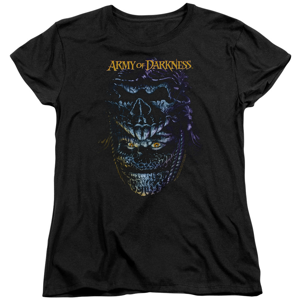 AN OFFCIALLY LICENSED ARMY OF DARKNESS EVIL ASH WOMEN'S REGULAR FIT T-SHIRT BLACK